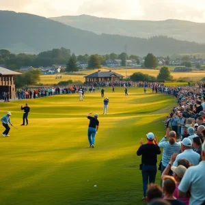 A crowded golf course during the Genesis Scottish Open tournament.