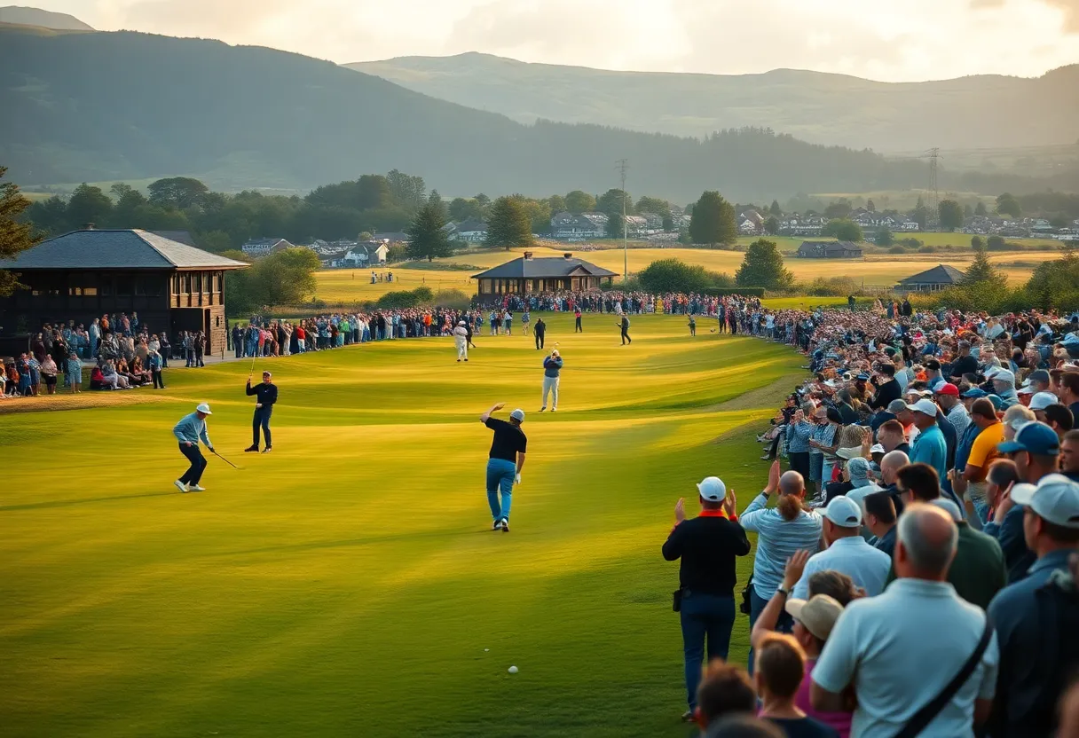 A crowded golf course during the Genesis Scottish Open tournament.
