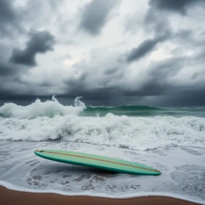 Powerful ocean waves during Hurricane Erin at the beach