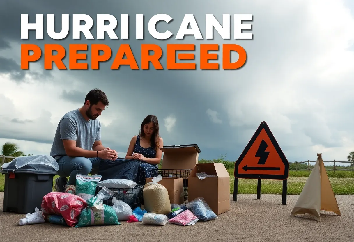 Family preparing hurricane supplies in South Carolina