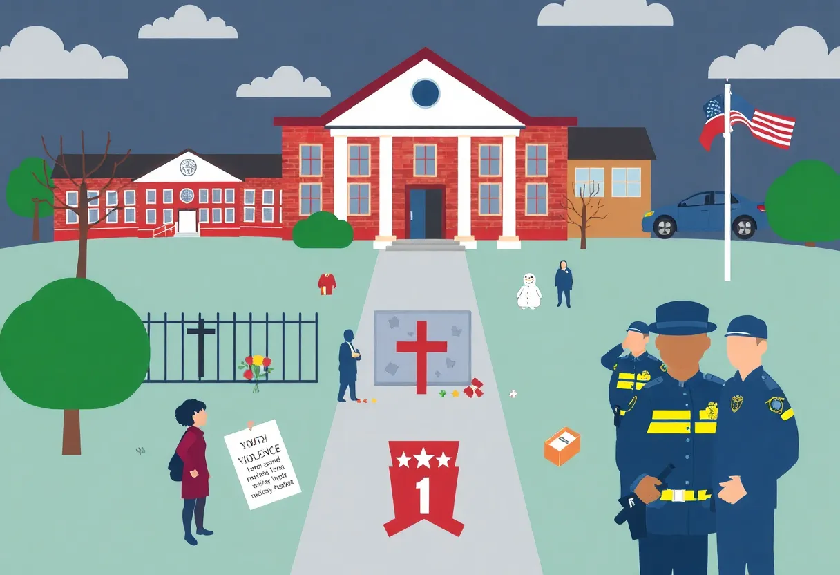 Illustration depicting the community's response to youth violence.