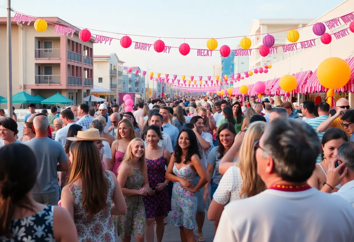 Crowd celebrating a birthday at Myrtle Beach