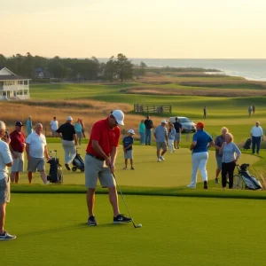 Golfers participating in a charity tournament in Myrtle Beach