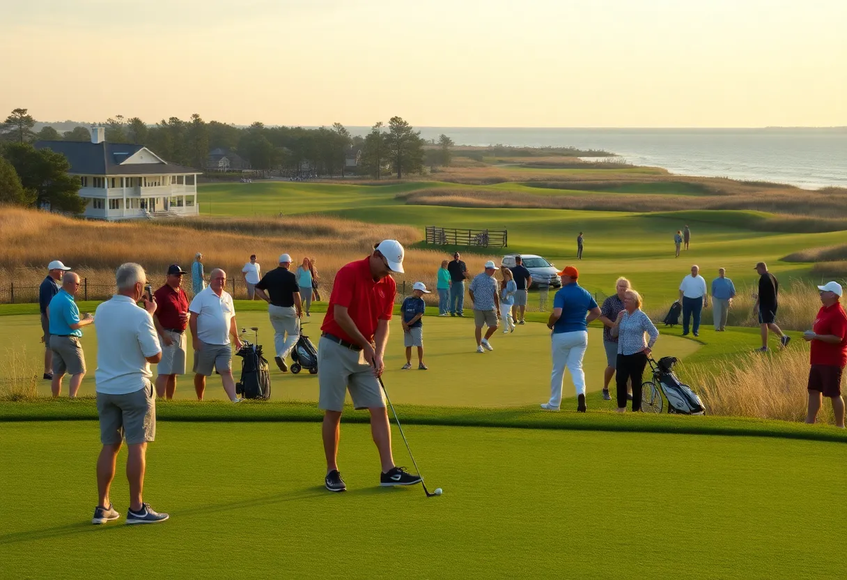 Golfers participating in a charity tournament in Myrtle Beach