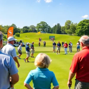 Golfers enjoying a charity tournament at Myrtle Beach