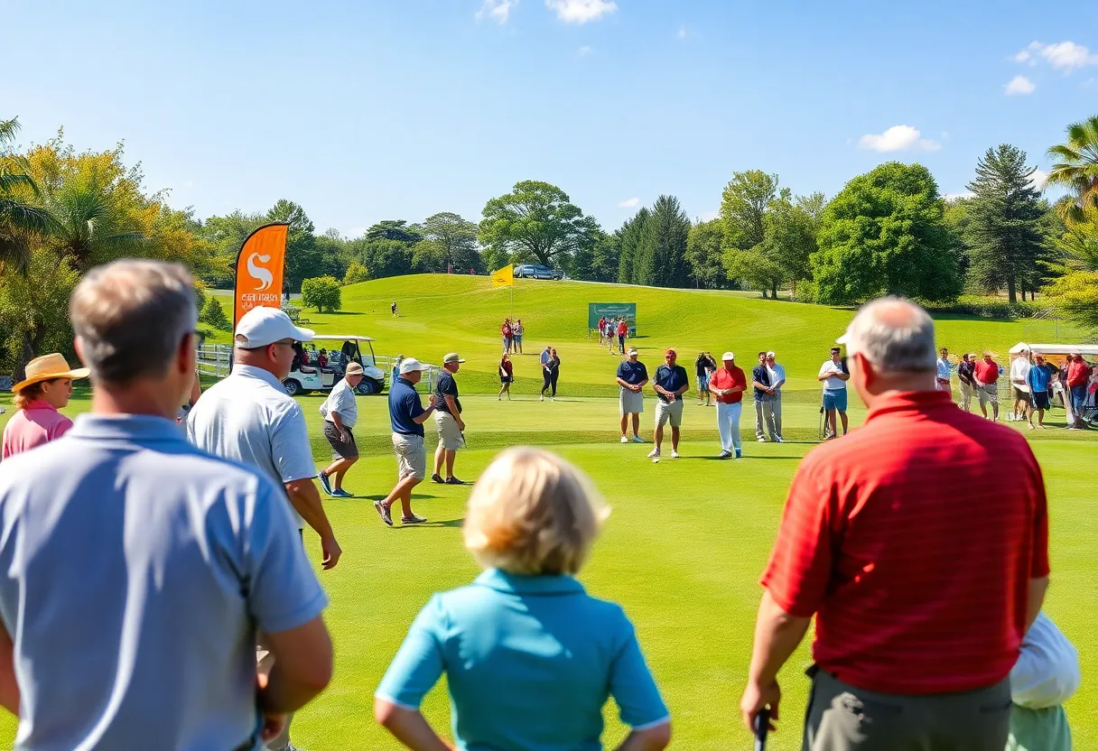 Golfers enjoying a charity tournament at Myrtle Beach