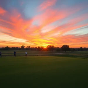 Scenic view of a Myrtle Beach golf course during sunset