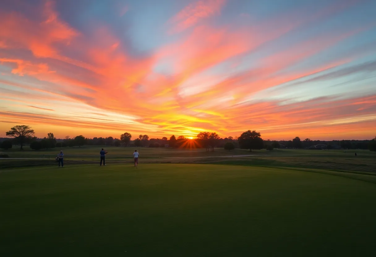 Scenic view of a Myrtle Beach golf course during sunset