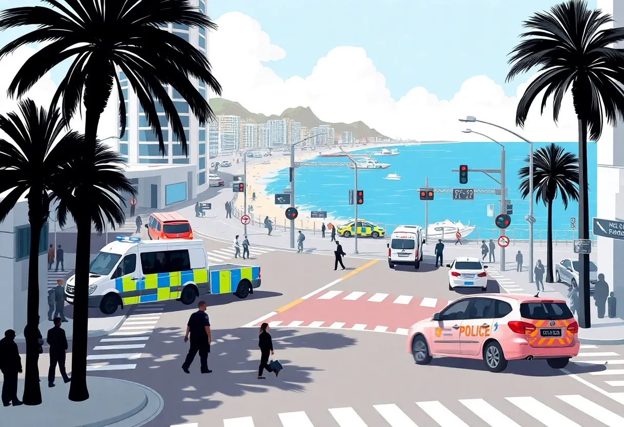 Emergency services responding to a hit-and-run accident in Myrtle Beach