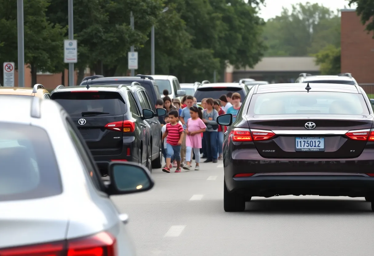 Traffic congestion during school drop-off near Discovery School Myrtle Beach