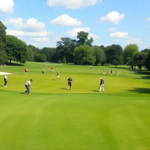Participants playing golf during the Myrtlewood Golf Tournament