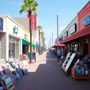 Merchandise displays outside businesses in North Myrtle Beach