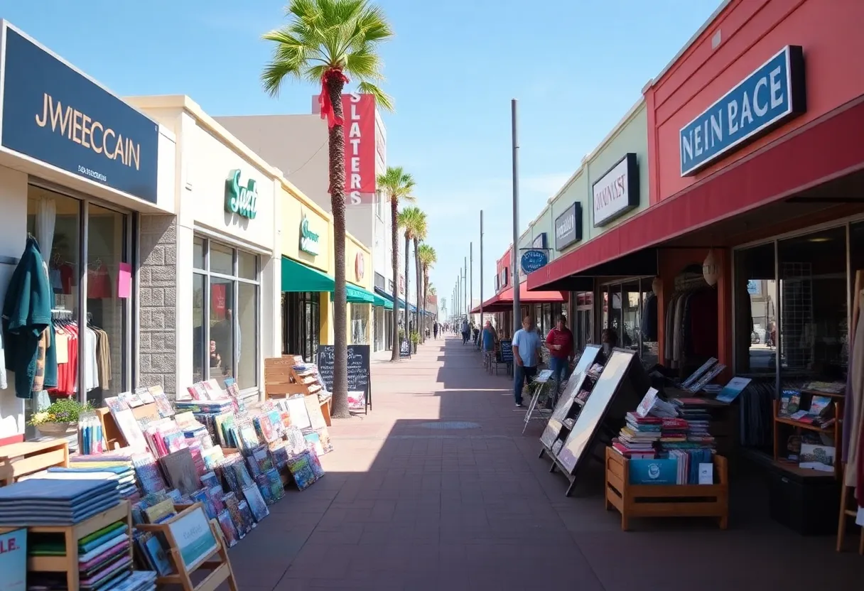 Merchandise displays outside businesses in North Myrtle Beach