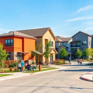 Community in Princeton, Texas with families in a neighborhood park.