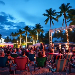 Crowd enjoying a free concert by Rivermist in North Myrtle Beach