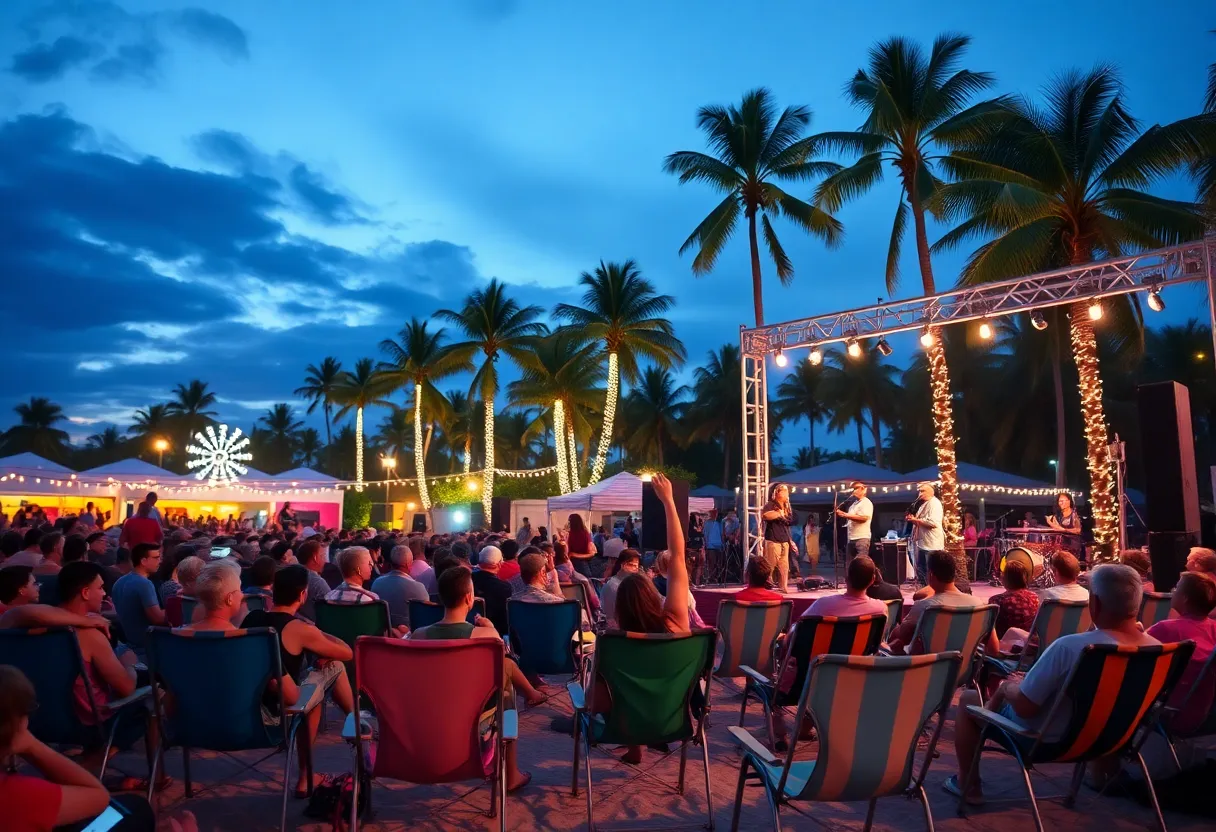 Crowd enjoying a free concert by Rivermist in North Myrtle Beach
