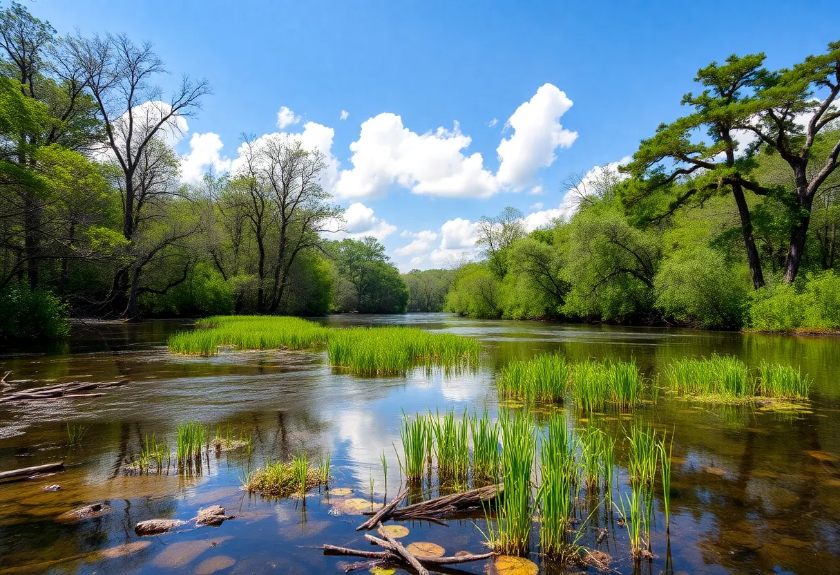 Natural habitat of the Santee River crucial for sturgeon conservation.