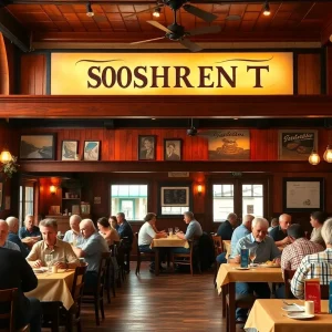 Interior view of The Lady & Sons restaurant with diners enjoying southern cuisine