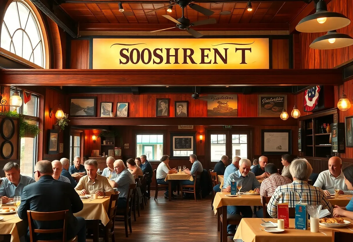 Interior view of The Lady & Sons restaurant with diners enjoying southern cuisine
