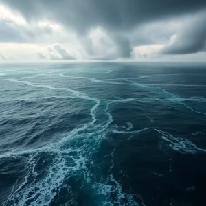 Aerial view of stormy seas representing Tropical Storm Erin.