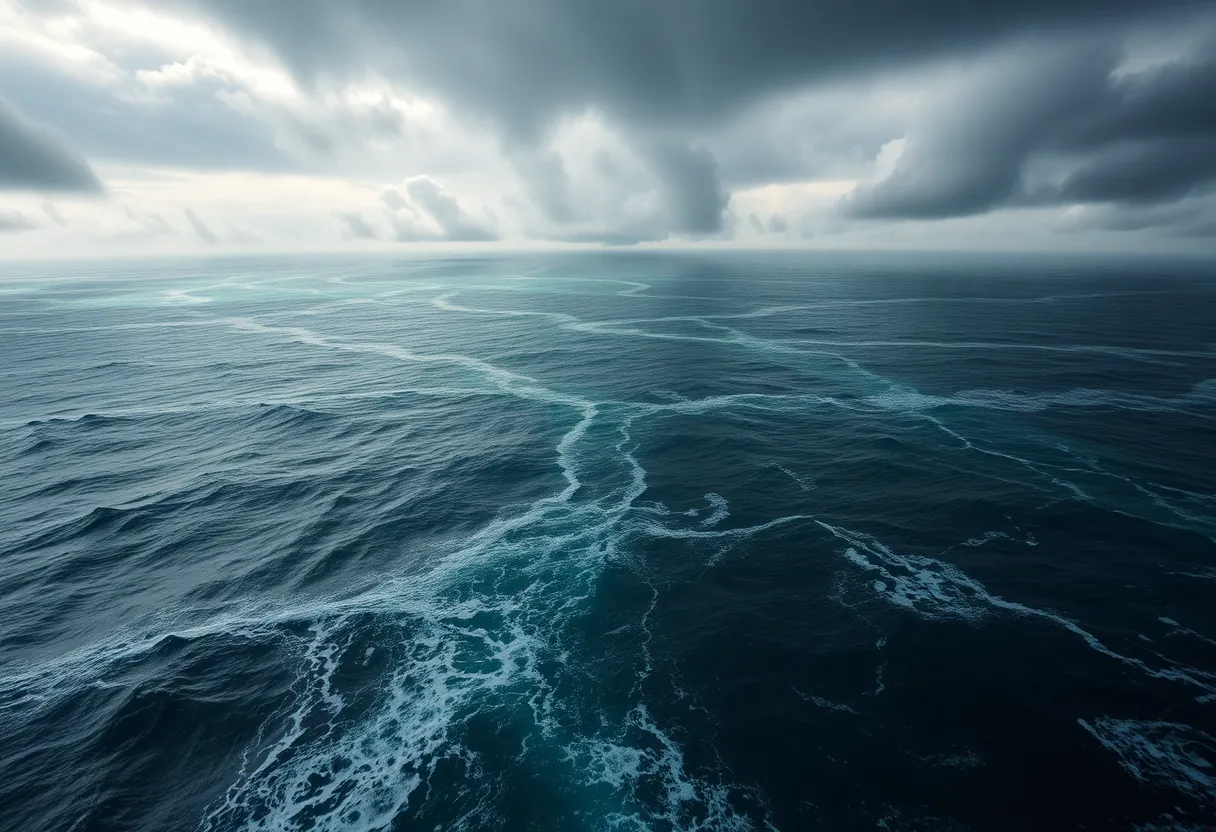 Aerial view of stormy seas representing Tropical Storm Erin.
