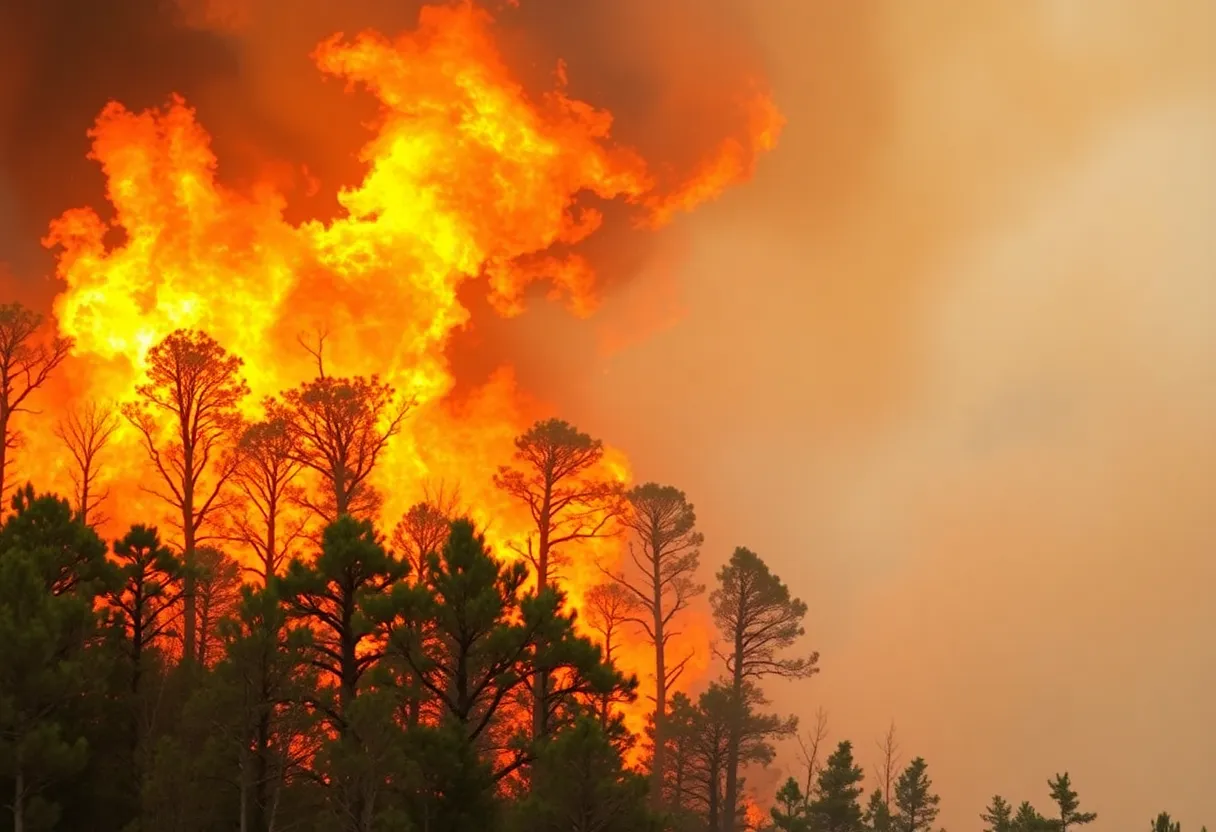 Firefighters battling wildfires in the Carolinas forests