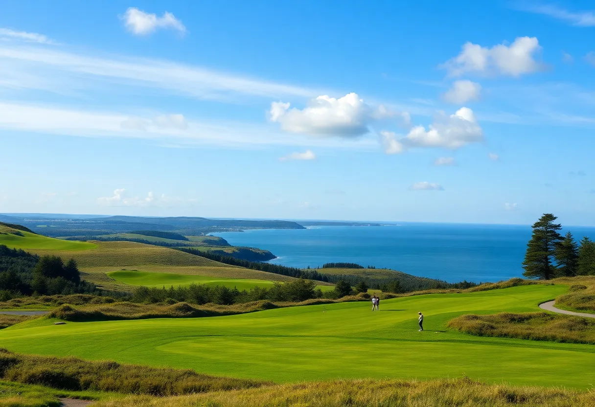 golfers playing at a picturesque golf course in Atlantic Canada