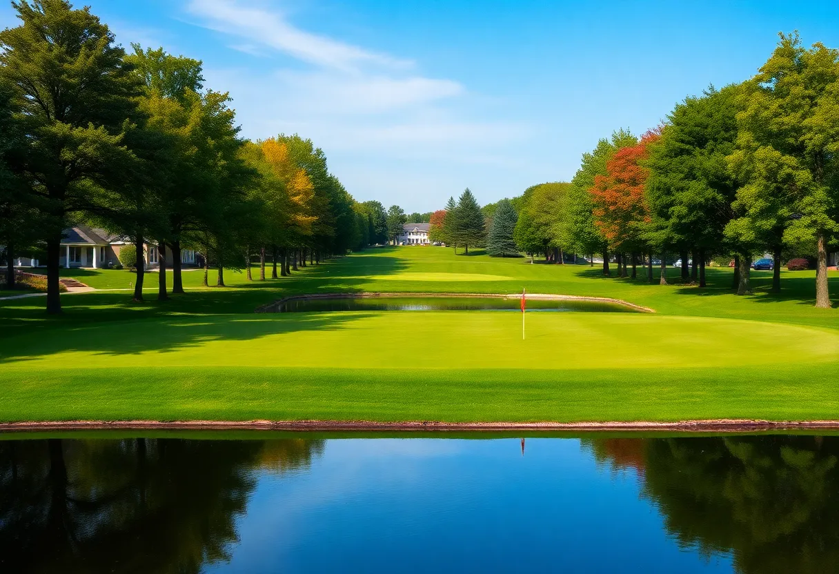 Landscape of a golf course in Binghamton, symbolizing community and remembrance.