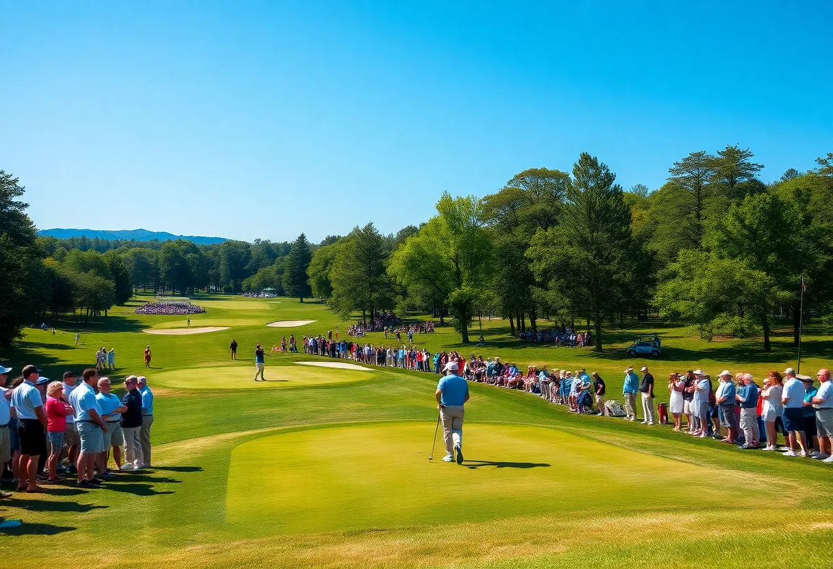 Clemson golf players in action during the tournament at Salina Country Club.