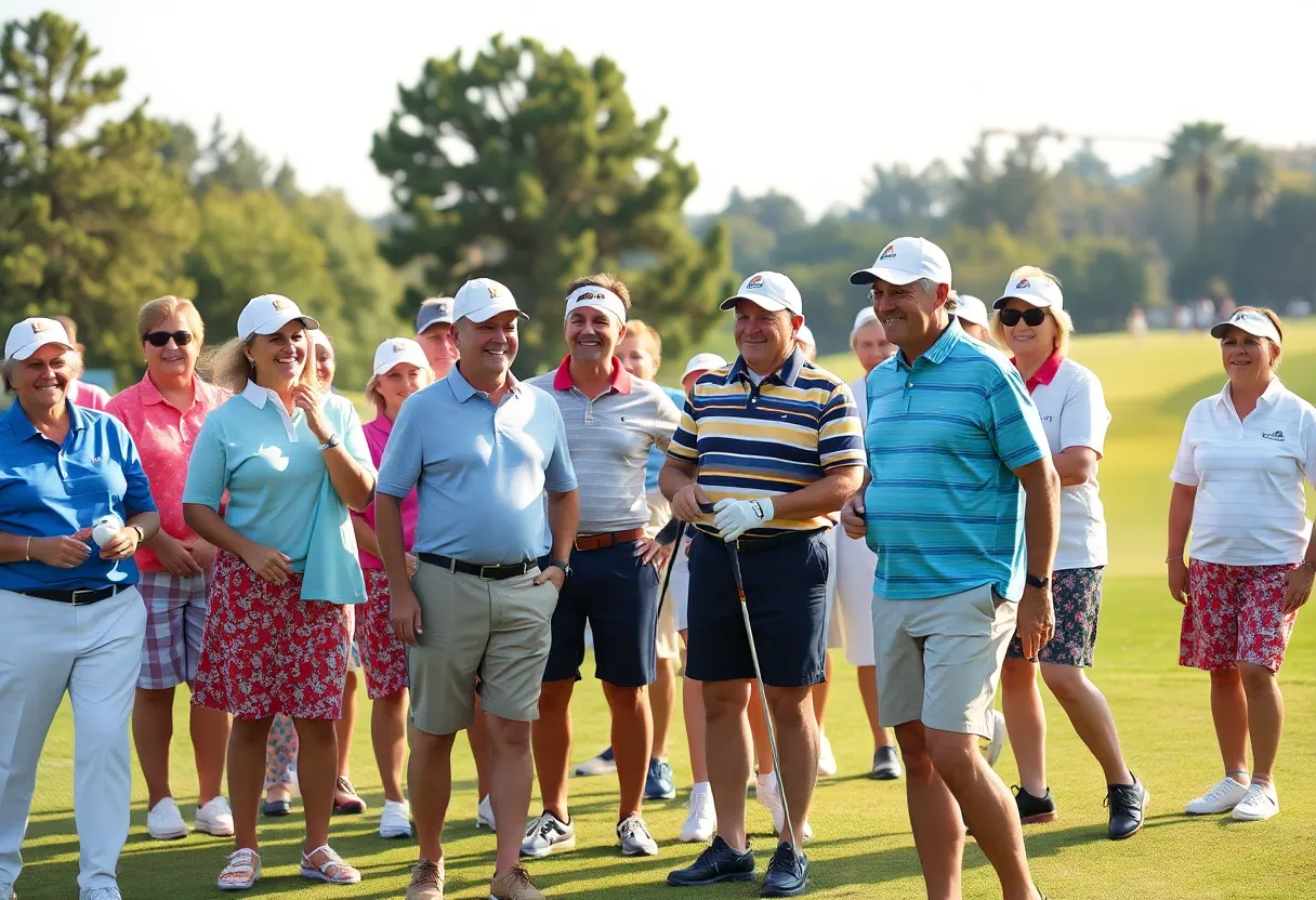 Golfers participating in a charity event at Myrtlewood Golf Club