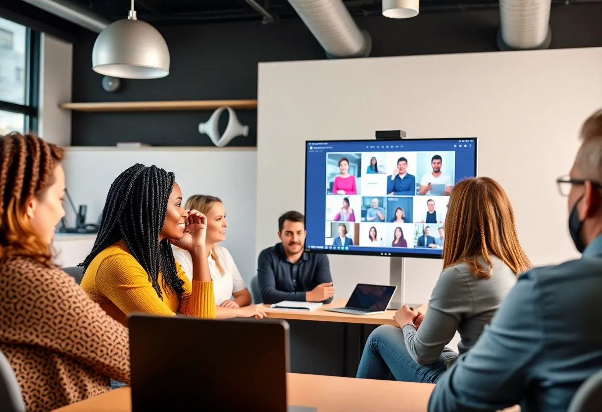 A diverse audience participating in a digital marketing webinar.