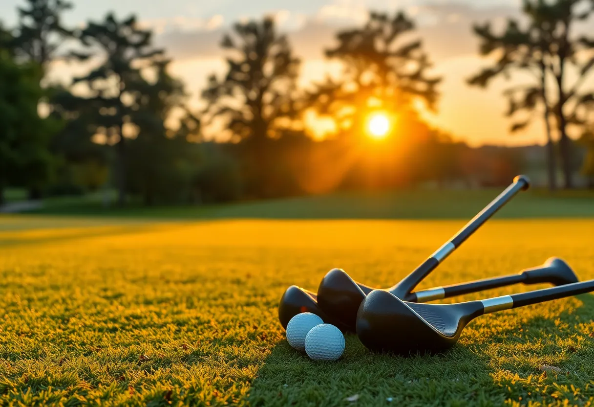 Golf course at sunset representing community spirit and tribute