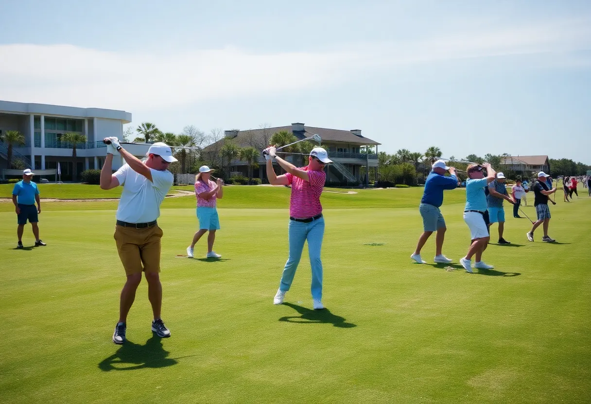 High Point University men's golf team practicing at Myrtle Beach