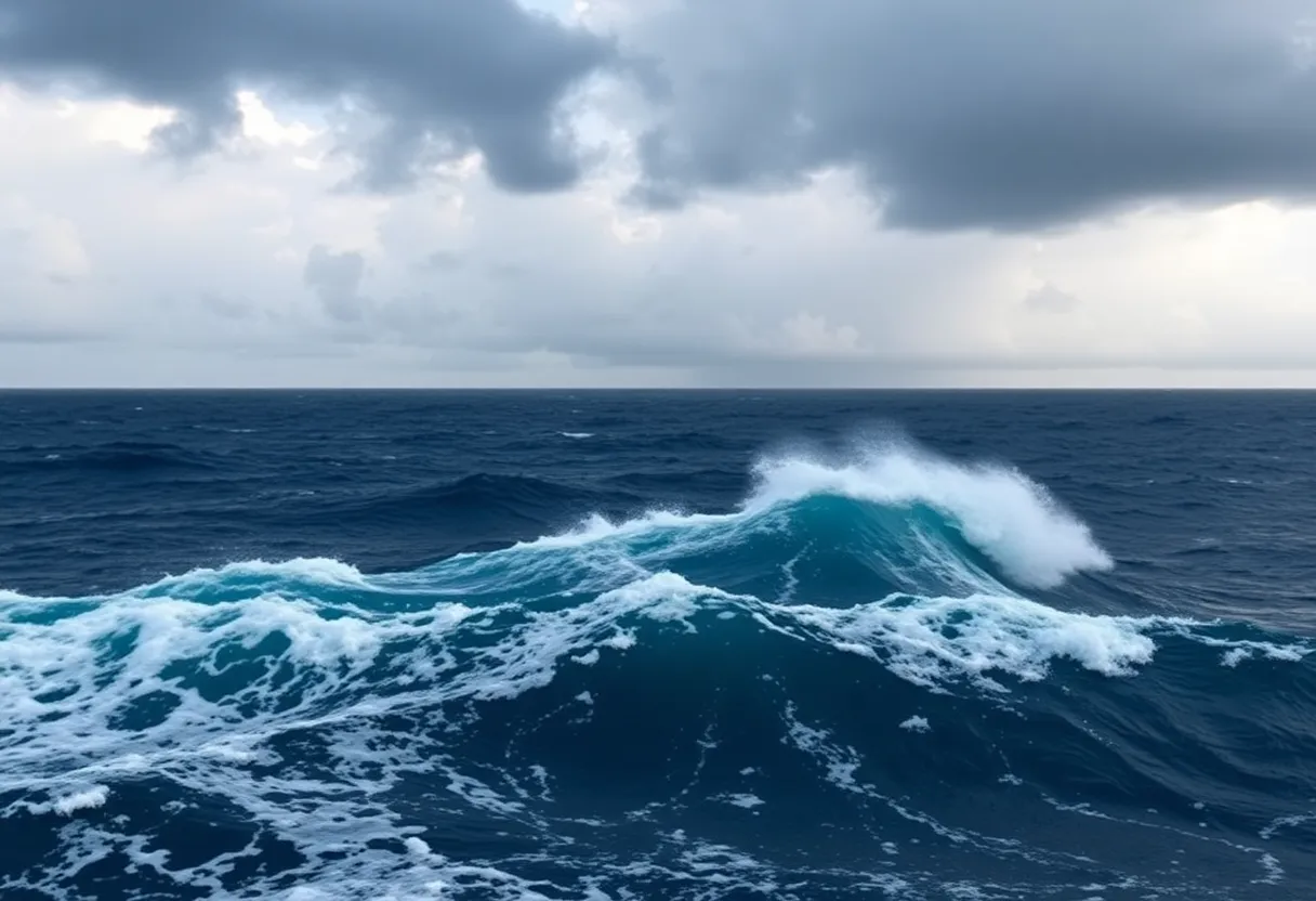 Stormy ocean waves indicating the arrival of Hurricane Kiko