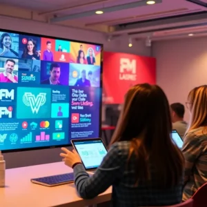 Interactive storytelling scene engaging digital marketing audience