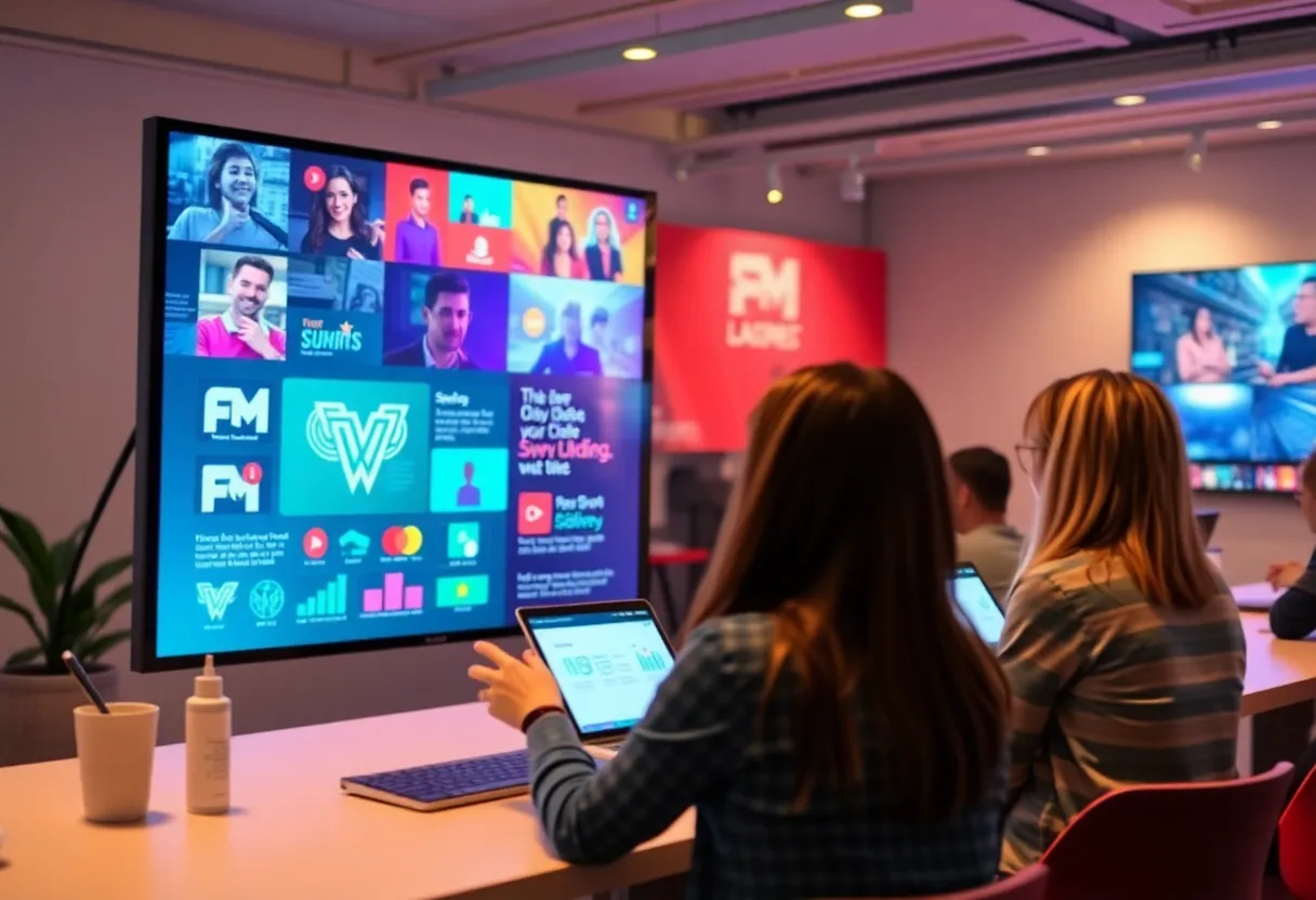 Interactive storytelling scene engaging digital marketing audience