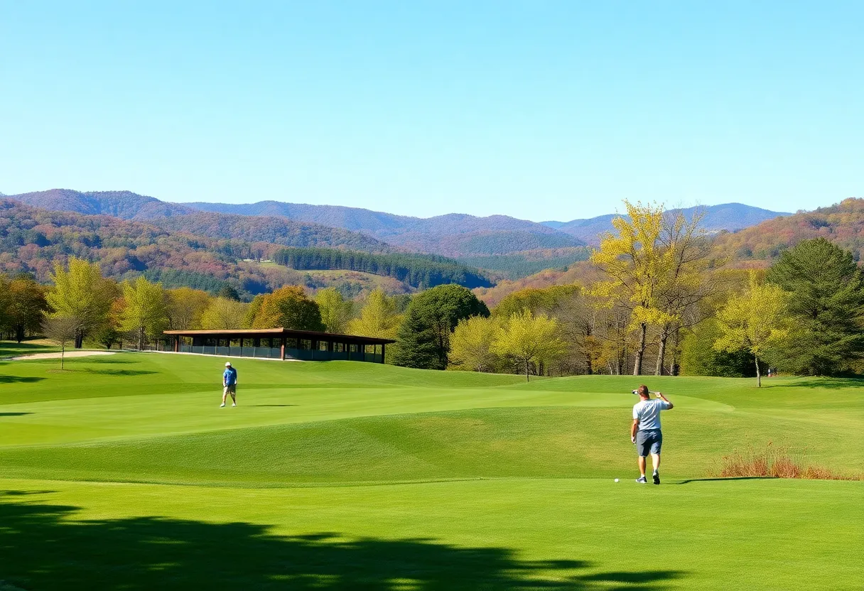 Golfers playing at the JT Poston Invitational in Waynesville, NC