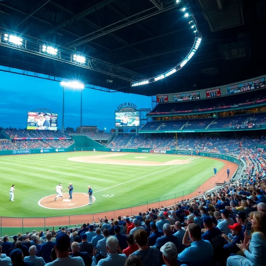 Fans celebrate LSU baseball winning the championship.