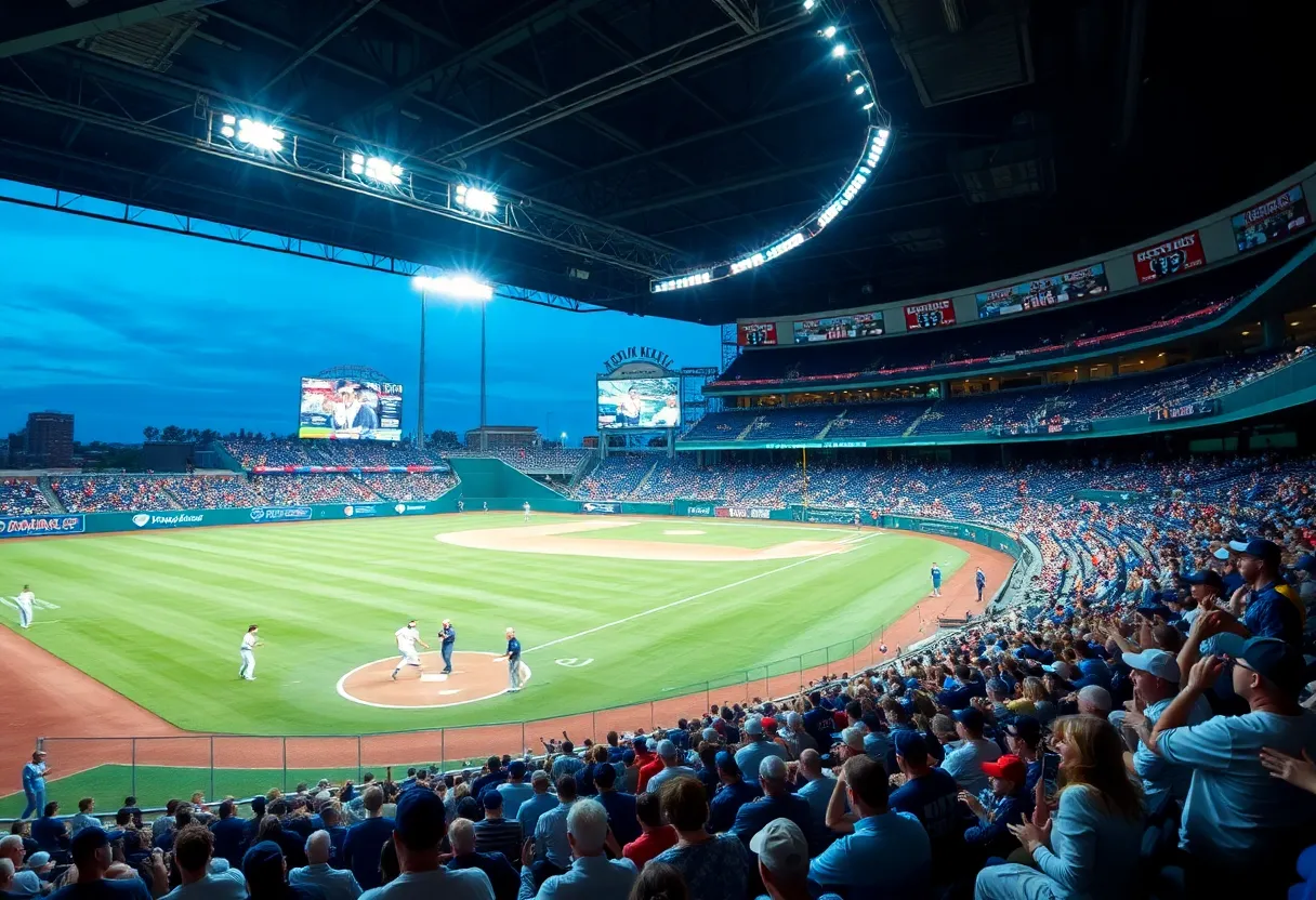 Fans celebrate LSU baseball winning the championship.