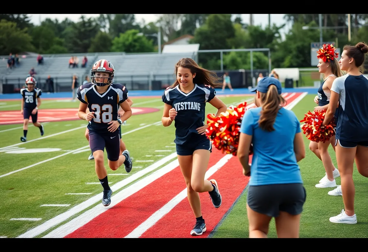 High school athletes engaged in various sports activities at Myrtle Beach High School.