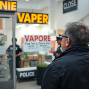 Police conducting a raid at a Myrtle Beach vape shop
