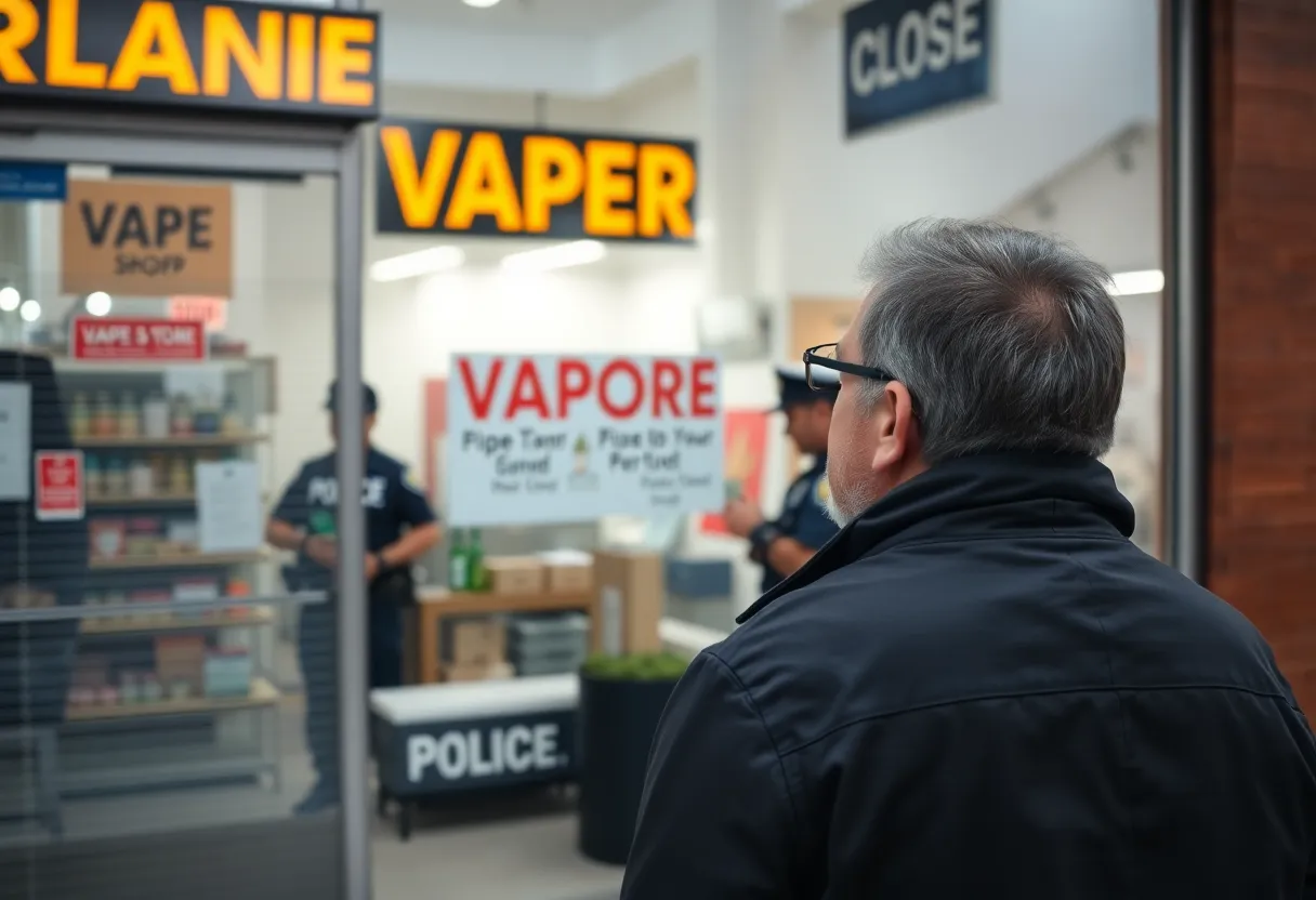 Police conducting a raid at a Myrtle Beach vape shop