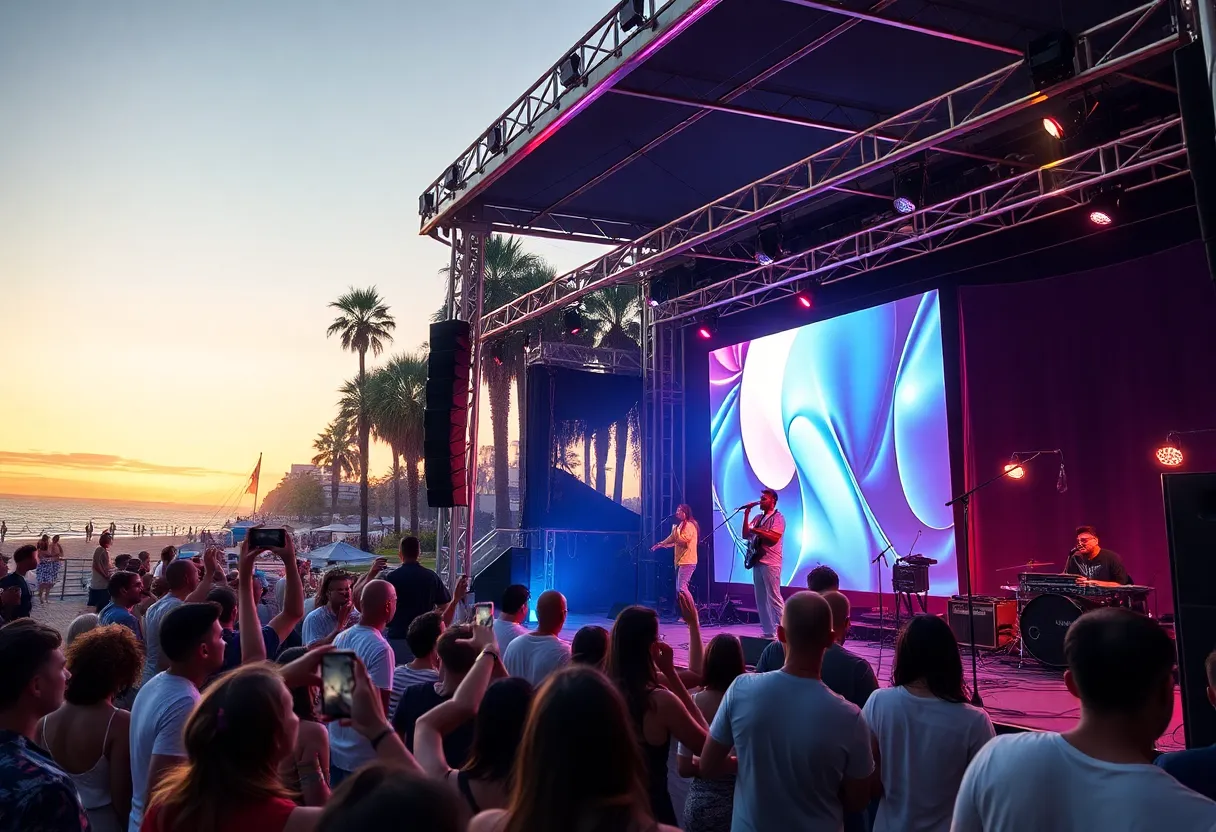 Audience enjoying a free concert by The Embers at North Myrtle Beach