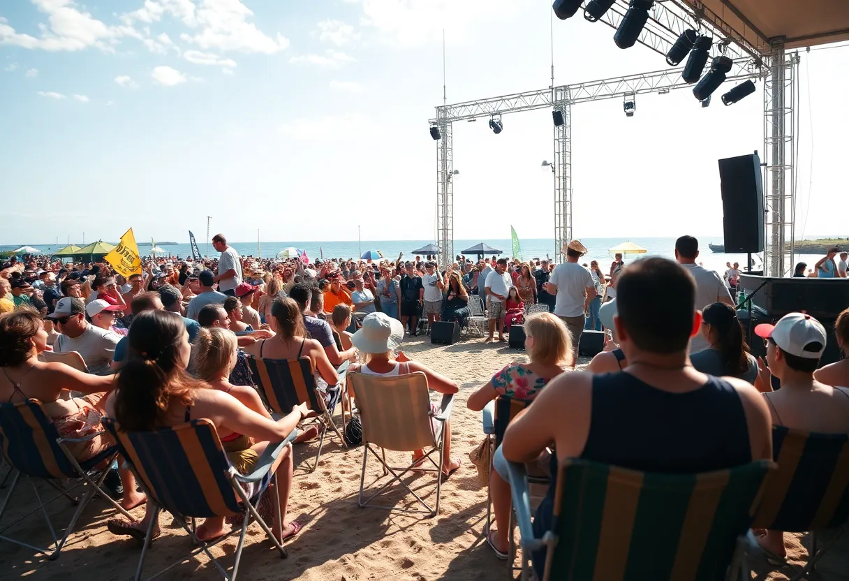 Crowd enjoying a free live concert at North Myrtle Beach