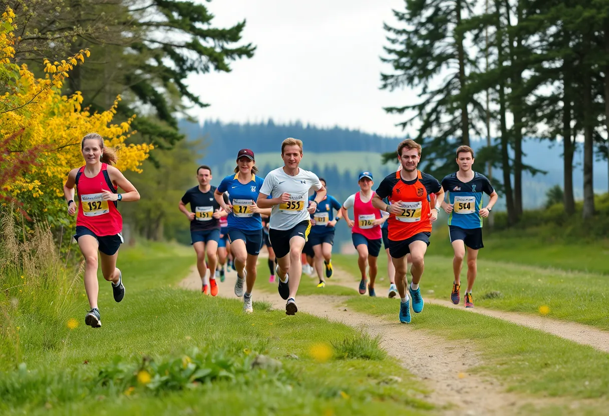 Runners from the University of Richmond competing in cross country race