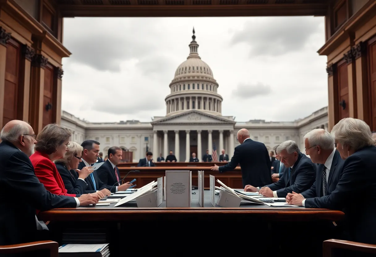 Senators voting in the Senate chamber