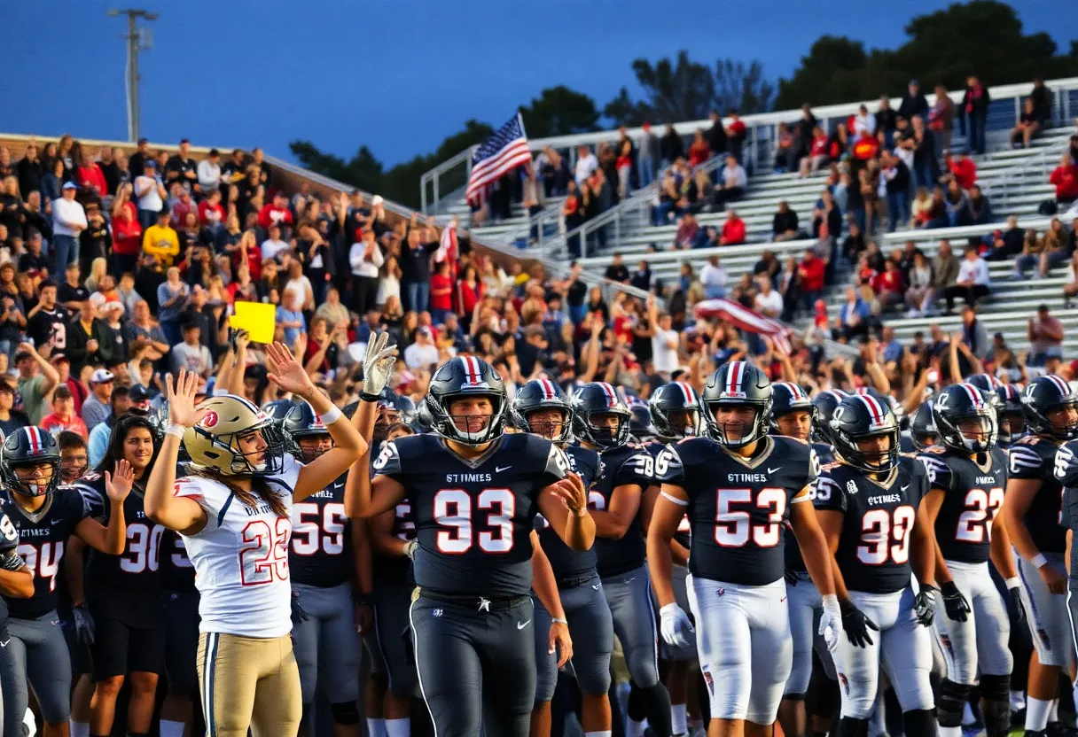 Players engaged in a high school football game in South Carolina