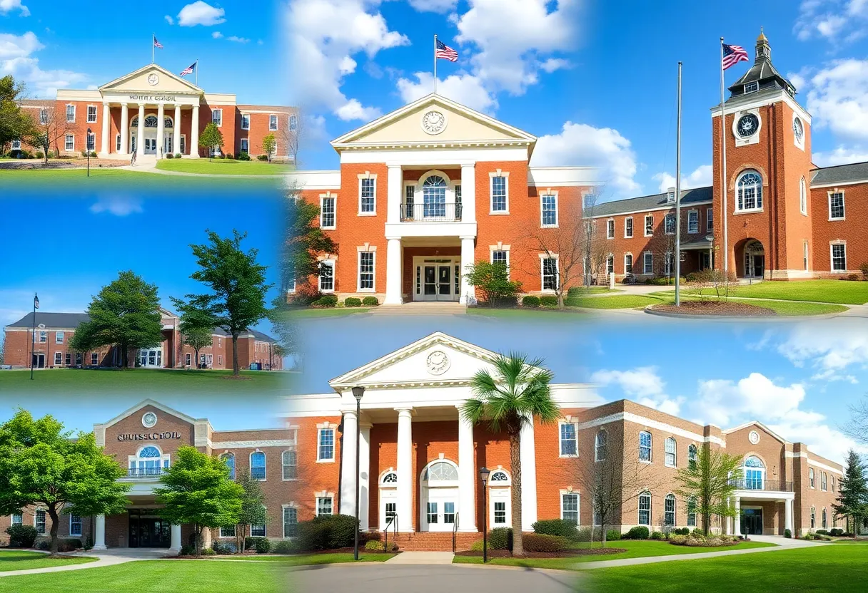 Collage of South Carolina high schools representing various performance levels