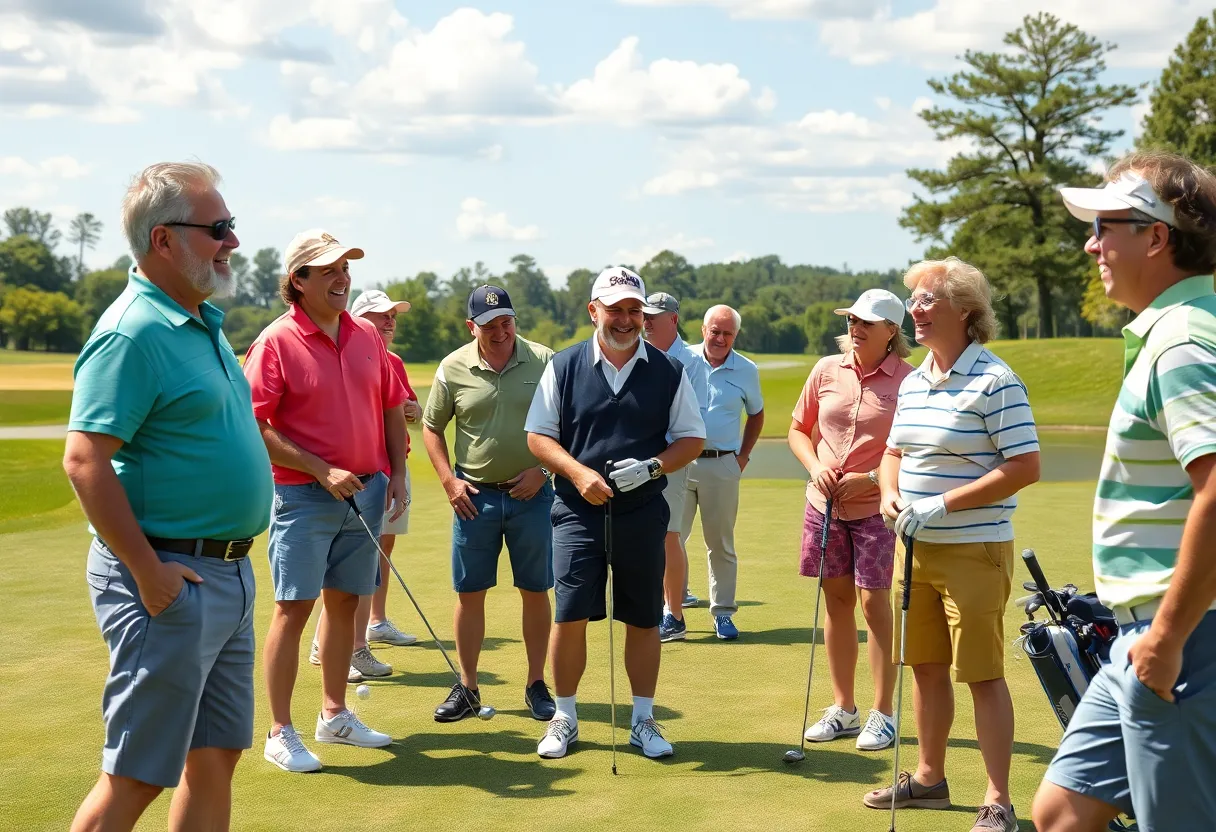 Comedy group enjoying a sunny day on the golf course