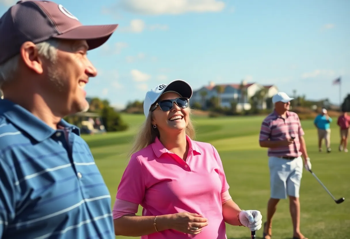 Golfers enjoying a humorous day at Myrtle Beach Golf